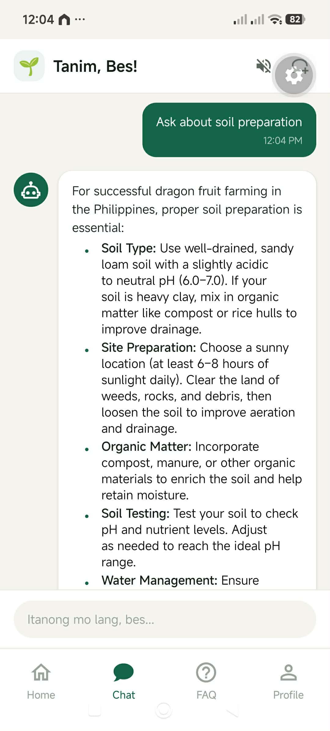 Tanim, Bes! conversational plant-care chat in Taglish